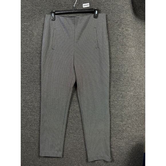 Chico's Double Dot Ponte Ankle Pants Womens US Size 6 Black Pull On Houndstooth - Picture 2 of 8